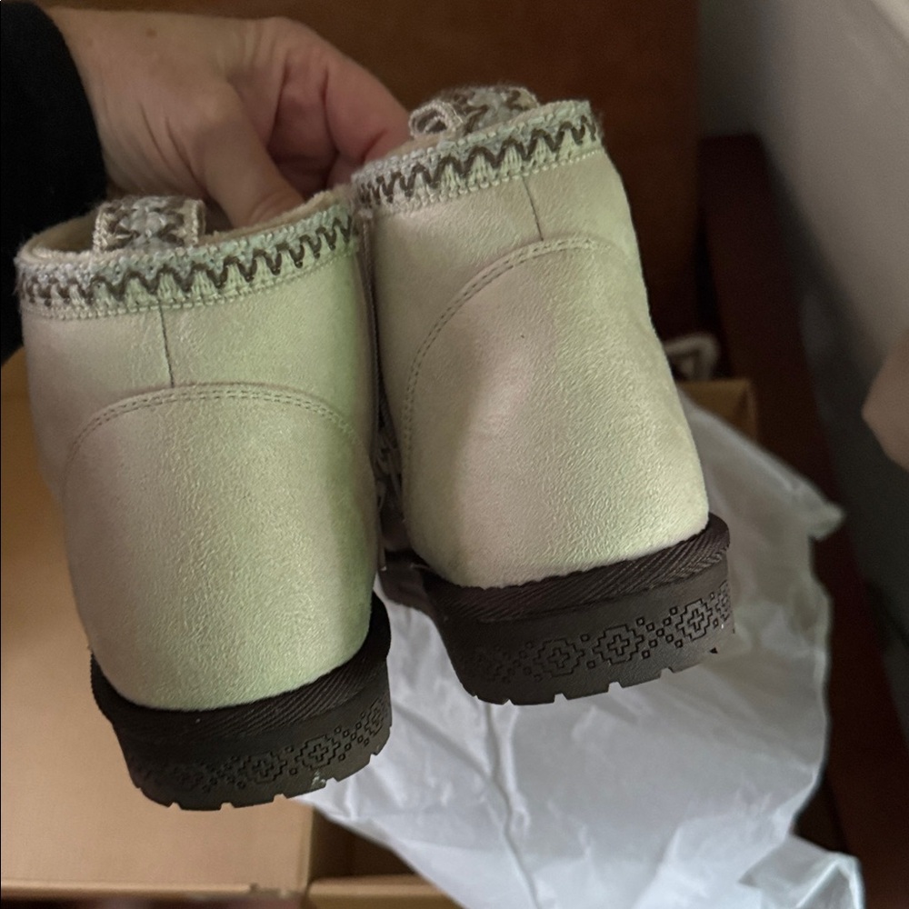Muk Luks Cream Ankle Booties - Picture 2 of 3